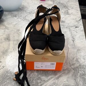 Castaner Black Size 41/10 Espadrille Wedges Kate Middleton
